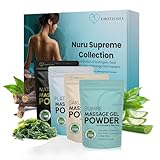 Nuru Collection | 4 x 50g Nuru Gel Pulver | Wiederverschließbar | Rutschig, neutral, fleckenfrei | 200g ergeben bis zu 20L Gel | Made in Japan