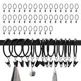 MUNTE 40 Stück Gardinenringe mit Clips, Vorhangringe mit Clips, Mehrzweck Gardinenringe aus Eisen, Innendurchmesser 32 mm, für Schlafzimmer, Wohnzimmer, Esszimmer (Schwarz)