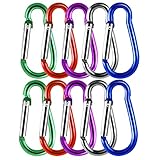 10 Stück Karabiner, Karabiner Bunt Karabiner Aluminium Schnapphaken für Camping Reisen Wandern Rucksack Gürtel(3,5 x 40mm, 5 Farben)