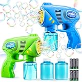 JOYIN 2 Seifenblasenpistole mit 2 Seifenblasen Nachfüll-Lösung für Kinder, Seifenblasenmaschine für Seifenblasen Party Favors, Sommer Spielzeug, Outdoor-Aktivität, Geburtstagsgeschenk