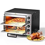 2-Etagen Pizza-Backofen 3000W mit Cordierit Stein für Pizza wie aus dem Steinofen Pizzaofen Backofen