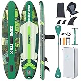 ZLX 10'6„ x 33“ Aufblasbares Stand Up Paddle Board mit SUP Board Sitz für alle Könnerstufen Jugendliche & Erwachsene Breites stabiles Anti-Rutsch Deck, verstellbares Paddel, Leash und Tragetasche
