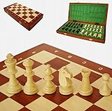 Tournament Classic Holz Schachspiel Nr 5, Mahagoni Klappbar Brett 48x48cm, Traditionelles Turnier Schachset