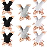 8 Paar Fingerlose Sonnenschutz UV Schutz Handschuhe (Schwarz, Weiß, Grau)