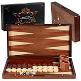 Holz-Backgammon-Set für Erwachsene 15,7 Zoll (40 cm) faltbares Spielbrett mit Holz-Würfelbechern Großes, Premium Reise-Backgammon