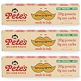 Pete's Pasta Spaghetti-Nudeln, 237 ml, kohlenhydratfreie Pasta, 20 g proteinreiche Pasta, authentische italienische Keto-Nudeln, gesunde, kalorienarme Spaghetti-Pasta, 3 Stück