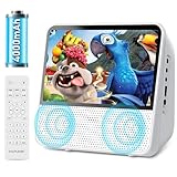 Tragbarer DVD-Player mit wiederaufladbarem 4000mAh-Akku, unterstützt CD/DVD/Bluetooth/USB/MP3/AV, integrierter CD/DVD-Player mit Zwei Lautsprechern, Speicherwiedergabe/Fernbedienung/Timer (Weiß)