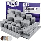 Filzada® Filzgleiter Selbstklebend Set 106 Stück (Eckig und Rund) - Grau - Profi Möbelgleiter Filz Mit Idealer Klebkraft