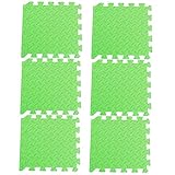 Mikinona 6 Stück Teiliges Grüne Eva Bodenschutzmatten mit Blättermuster Dicke rutschfeste Schaumstofffliesen Schützende Puzzle Spielmatte für Wohnzimmer Kinderzimmer und Eingangsbereiche