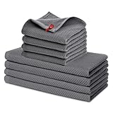 Puomue Küchentücher und Geschirrtücher aus Baumwolle, Grau, 33 x 73 cm und 33 x 33 cm