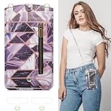 Kleine Umhängetasche für Damen, Leder, Mini-Umhängetasche, Brieftaschen-Schutzhülle mit Kartenschlitz, Umhängekette, Touchscreen-Reißverschlusstasche, für alle Smartphones, iPhone, Samsung bis zu 19,1