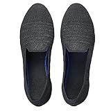 ZZS Frauen Ballett Slip On Flache Schuhe Strickkleid Schuhe Runde Zehe Low Wedge Ballerina Walking Loafers Mesh Schuhe für Frau Casual Komfort（Z26/Schwarz,39EU）