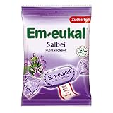Em-eukal Salbei Hustenbonbon zuckerfrei 75g – Aromatisch und kräuterig-frisch mit feinem Salbeiextrakt und hochwertigen ätherischen Ölen – Mit Vitamin C (1 x 75g)