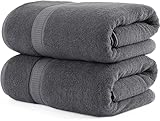 Utopia Towels - 2er Pack Saunatücher 80x200 cm Saunahandtuch 100% Baumwolle mit Aufhängeschlaufe, große Badetücher, saugfähige XXL Handtücher (Grau)