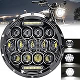 DREAMIZER 7 Zoll Motorrad LED Scheinwerfer E-geprüft mit weißem Tagfahrlicht Angel Eye Bernstein Blinker Kompatibel mit Harley Road King Street Glide Softail Electra Glide J-eep Wrangler JK TJ
