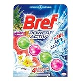 Bref WC Power Activ' – WC-Reinigungsblock – Exotic Hawaii – 1 WC-Block mit 50 g – + 50 % Antikalk – 4 Wirkstoffe – Sauberkeit + Frische