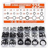 225 Stücke O Ring Sortiment, Ø 3-22 mm Dichtungsringe Set NBR Gummidichtung Gummi Dichtringe Dichtungen Oringe Unterlegscheiben Dichtungssatz für Sanitär Wasserhahn Druckleitungen - 18 Größen Schwarz