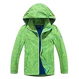 LAUSONS Jungen Softshell Jacke Kinder Übergangsjacke Outdoor Kapuzen Fleecejacke/Etikette 140 Grün