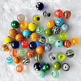 20 Stück Glasmurmeln, Bunte Katzenaugen, Transparent Handgefertigte Glasmurmeln, Bunte Murmeln, Kinder Murmelspiel 16mm Deko Glas Spielzeug