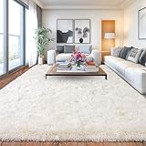 Chicnix Großer Teppich Wohnzimmer 200x300 Hochflor Flauschig, Schlafzimmerteppich Langflor Creme, rutschfest Weich Shaggy Teppich für Kinderzimmer Teenager Schlafsaal