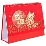 Gadpiparty Chinesischer Stil Tischkalender Freistehend Dekorativer Desktop Kalender Hochwertiger Monatskalender für Büro Zuhause und Alltag