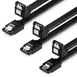 deleyCON 3x 30cm SATA 3 Kabel Nylon Set 6 Gbit/s Datenkabel SATA III Anschlusskabel Serial ATA Verbindungskabel für Mainboard & Festplatte HDD SSD 1 S-ATA L-Stecker 90° Gewinkelt Schwarz