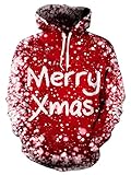 NEWISTAR Ugly Christmas Hoodie Herren 3D Druck Kapuzenpullover Weihnacht Pullover Merry Christmas Jumper Lustige Weihnachtspullover Damen Hässlicher Weihnachtspulli Sweater S