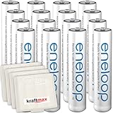 16er Pack Panasonic Eneloop AAA/Micro Akkus - Neueste Generation - Hochleistungs Akku Batterien in Kraftmax Akkuboxen V5