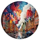 1000-teiliges Puzzlespiel, Bryggen, farbenfrohes rundes Kinderpuzzle für Erwachsene und Kinder ab 12 Jahren, Kartonpuzzle, Lernspiele, Größe: 67,5 x 67,5 cm