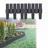 UISEBRT 19,6m Rasenkante Kunstoff Beeteinfassung Gartenzaun Beetumrandungen Holzoptik Randsteine Palisaden Garten Dekorativ Border Blumenbeet, 1 Element (L x H): 28cm x 24cm, Anthrazit