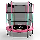 KINETIC SPORTS Kinder Trampolin Jumper 140 cm - Inklusive Gummiseil Federung, Sicherheitsnetz mit Reißverschluss, Rahmenpolster, Schutz Bodennetz - Indoor Kindertrampolin Spielzeug