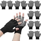 DOPENSPI 6Paar Halbfinger Handschuhe, leichte Halbfinger Slip Atmungsaktive Fingerlose Arbeitshandschuhe, Sporthandschuhe Anti UV Schutz für Radfahren, Sport, Motorradfahren, Angeln(Schwarz)