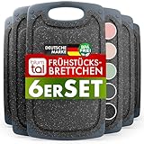 Blumtal Frühstücksbrettchen Kunststoff 25x15 cm im 6er Set - Brettchen spülmaschinenfest - Frühstücksbretter Kunststoff BPA-frei - Schneidebrett spülmaschinenfest - Schneidebrett klein Grau melliert