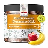 NATURE LOVE® Multivitamin Gummies Kids – 120 Stück – ohne Zuckerzusatz – Mit Vitamin A, B1, B3, B6, B7 (Biotin), B12, E und Jod – Vitamine für Kinder als Gummibärchen – vegan und laborgeprüft