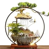 HLDJYLZS Zimmerbrunnen Tischbrunnen LED Nebel Wasserspiel, Feng Shui Indoor Brunnen Deko, Harz Wasserfall für Wohnzimmer Büro Entspannung(Cowboy)