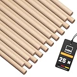 KGM 25x Holzstäbe Ø8 mm x 1m Rundstab aus Buche, Perfekt zum Basteln, DIY Projekte und Kreative Raumgestaltung - Unbehandelt und Vielseitig Einsetzbar - Made in Germany