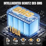 2 pcs LiFePO4 100Ah 12V Batterie, 1280Wh Lithium Akku mit 100A BMS Low Temperature Schutz, 18000 Deep Cycle Batterien, Unterstützung 4P4S Autobatterien für Wohnmobil, Solaranlage, Off Grid (2*100ah)