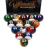 Billmart Billardkugeln 16 Billardtischbälle Set (Black Marble Premium)
