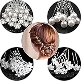 20 Stücke Braut Haarnadeln, Perlen Haarnadeln Hochzeit Haarnadeln mit Perlen Blume Kristall Strass Haarnadeln Clips Brautjungfer Haarschmuck für Frauen Mädchen, Hochzeit