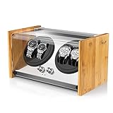 Watch Winder Smith Uhrenbeweger aus Bambusholz und Metall für 4 Uhren, WWS-B2BAM