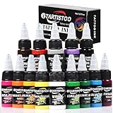 Tattoo-Farbset 0.5 oz (15 ml) 14 Flaschen Standard Pigment Tattoo Tinten Set Supplies