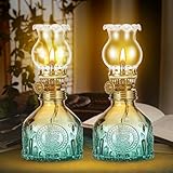 Petroleumlampe, 2 Stück Öllampe, Öllampen, Einstellbare Helligkeit, Petroleum-Sturmlaterne, Öllampe Aus Glas Für Wohnzimme, Esszimmer, Garten (8x8x17cm)