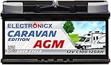AGM Batterie 120Ah 12V Solarbatterie, Ideal für Wohnwagen, Mover, Wohnmobil & Camping - Batterie 12V 120Ah Solaranlagen, Boot & Rangierhilfe, Batterie