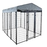 ESTEXO Hundezwinger Hundekäfig 245x176x209 cm Hundehütte Hundehaus Zwinger mit Dach Überdachung