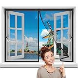 Magnet Fliegengitter Fenster 240x225cm net Fliegengittertür Balkontür ohne Bohren mit Vollmagnetstreifen und 4cm Breitem Rahmen Insektenschutz Tür Vorhang Schwarz