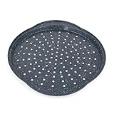 Russell Hobbs Pizza Backblech rund mit Löchern, Nightfall Stone 37 cm runde Backform, antihaft Pizzablech, Karbonstahl Ofenblech, Knoblauchbrot & Flammkuchen, BPA PFOA-frei