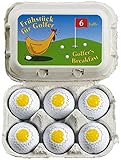 Lustiges Golfgeschenk/Ostergeschenk Frühstück für Golfer 6 witzige Golfbälle in der Eierverpackung