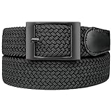 Bluecton Übergröße Gürtel stretchgürtel elastischer flechtgürtel geflochtener herren damen Gürtel Groß und hoch Schwarz Business Schnalle Größe 120cm