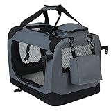 EUGAD Hundebox 81x58x58cm mit Belastbarkeit 23kg für große Hunde, Grau 0124HT