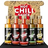 TIMBER TASTE® Chili Sauce Geschenkset [5 x 40ml] | Offroad Hot Sauce Chili Set | Scharfe Soßen Geschenk Set | Geschenke für Männer & Frauen | Soßen Geschenkset Weihnachten | Chili Saucen Gewürze